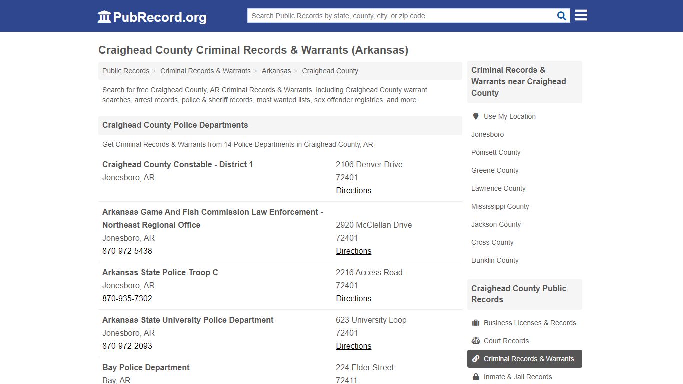 Craighead County Criminal Records & Warrants (Arkansas)